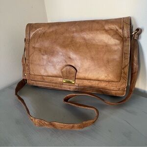 RARE Vintage AMIET Switzerland Leather Messenger Bag Swiss Combo Lock Key Clip